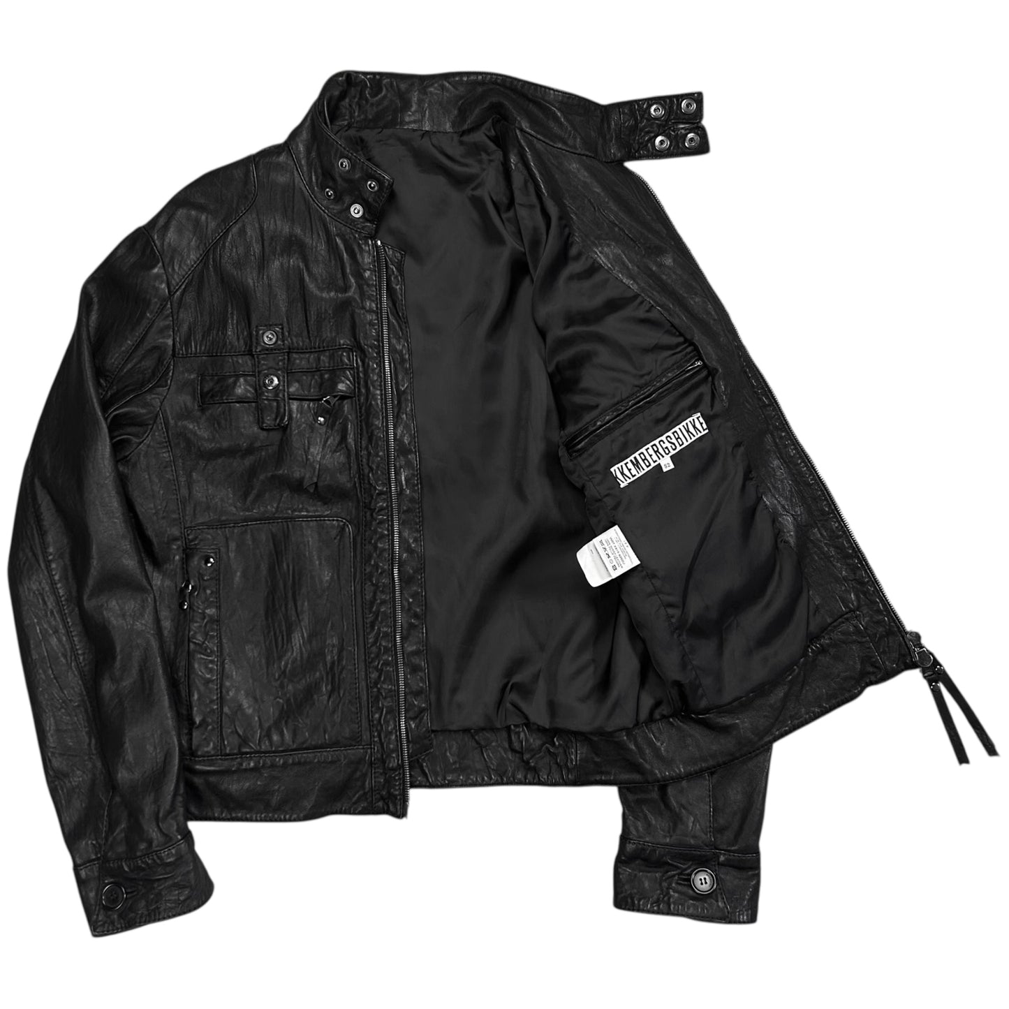 Dirk Bikkembergs Utility Strap Leather Bomber Jacket