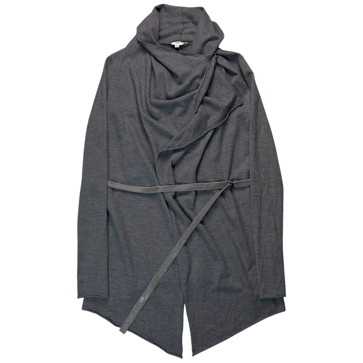 Helmut Lang Leather Belted Drape Cardigan - AW13