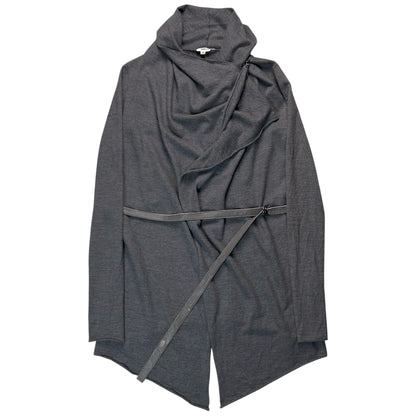 Helmut Lang Leather Belted Drape Cardigan - AW13
