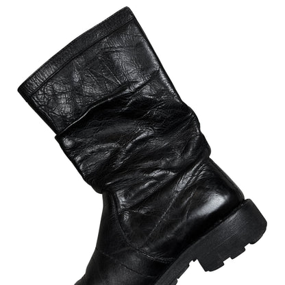 Dirk Bikkembergs Buckled Waxed Leather Boots