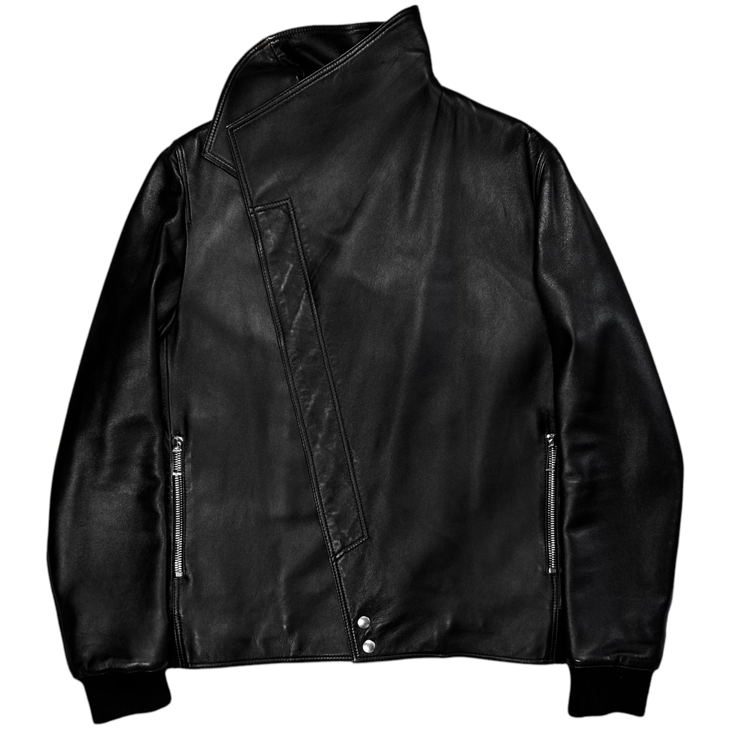 Dior Homme Asymmetric Drape Collar Leather Jacket - AW09