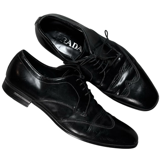 Prada Metal Logo Heel Derbies