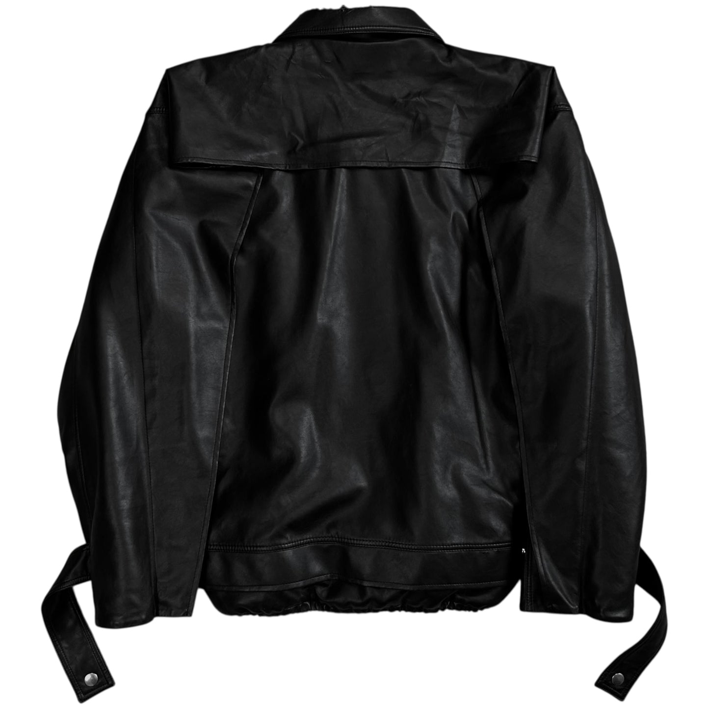 Y/Project Distorted Shoulder Fireman Buckle Faux Leather Jacket - AW20