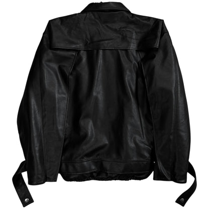 Y/Project Distorted Shoulder Fireman Buckle Faux Leather Jacket - AW20