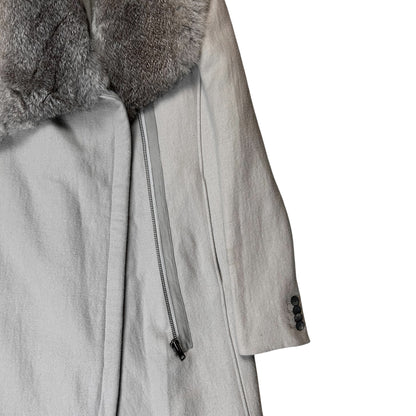 Helmut Lang Asymmetric Rabbit Fur Collar Coat - AW10