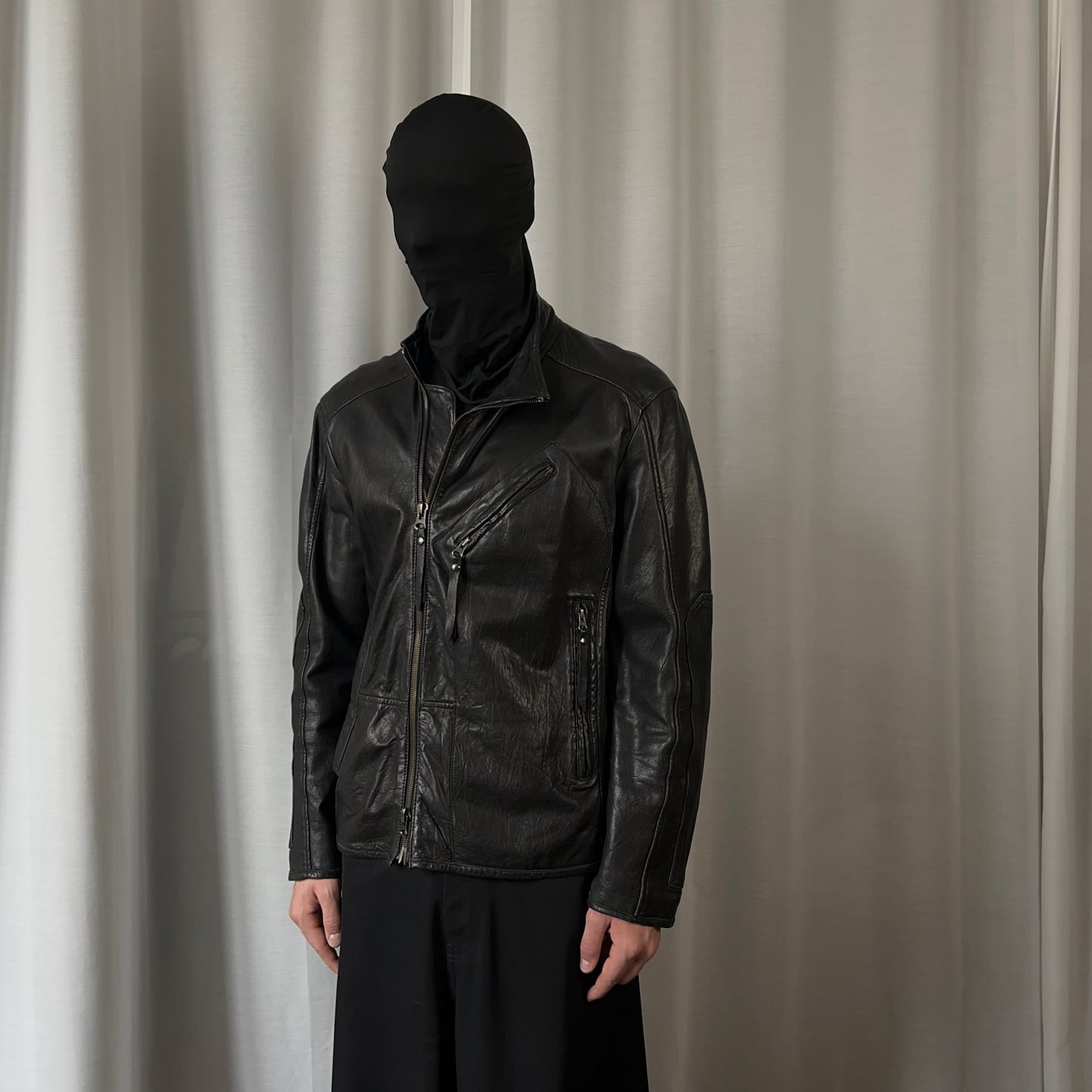 Dirk Bikkembergs Skewed Multi Zip Leather Racer Jacket