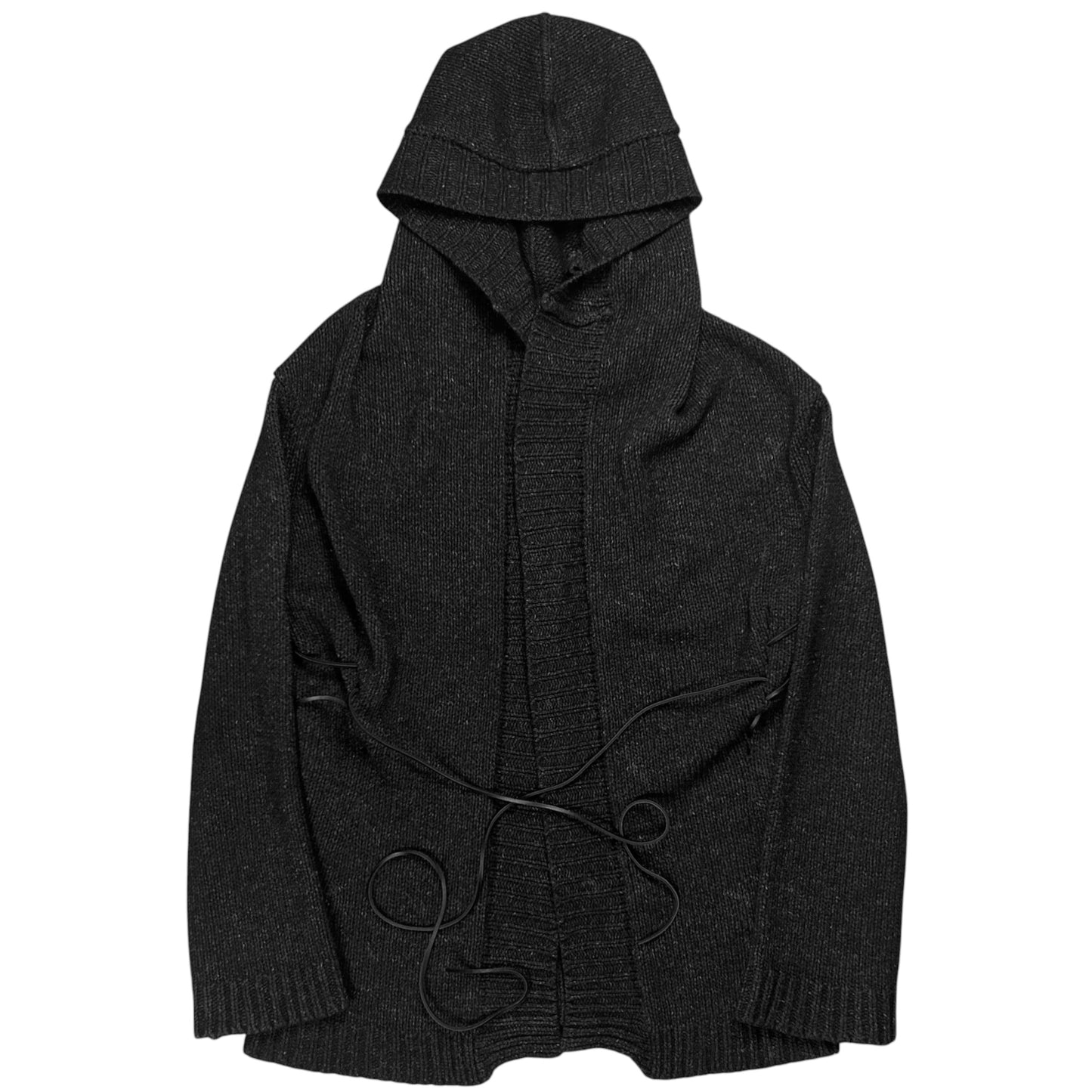 Ann Demeulemeester Hooded Leather String Cardigan - AW02