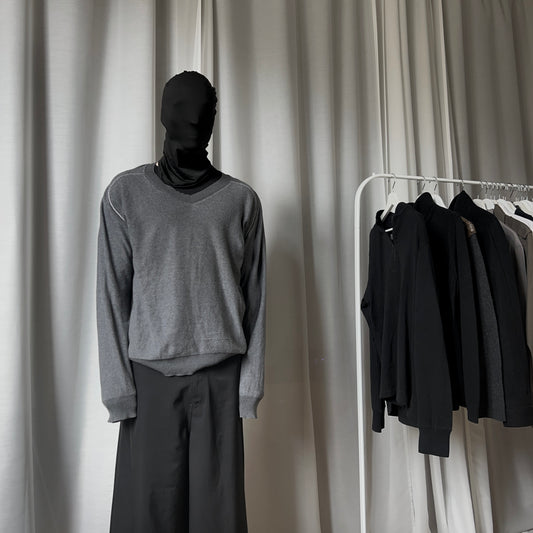 Maison Martin Margiela Contrast Distressed V-Neck Sweater -