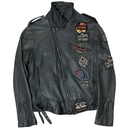 Dirk Bikkembergs Punk Patch Perfecto Sheep Leather Jacket