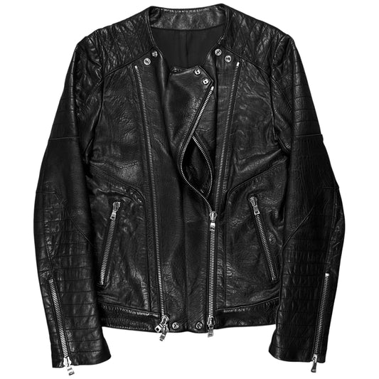 Balmain by Decarnin Dual Zip Moto Leather Jacket - AW11