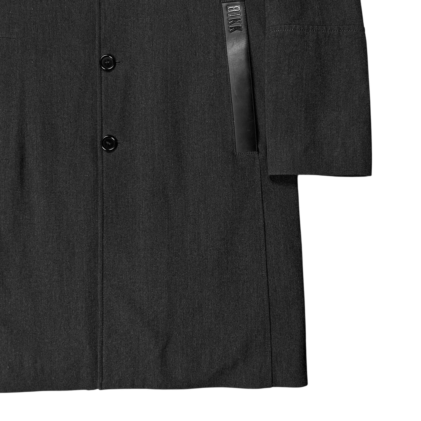 Dirk Bikkembergs Metal Leather Pocket Wool Coat