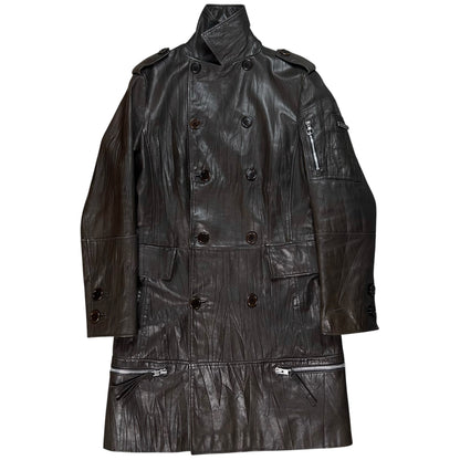 Dirk Bikkembergs Zip Military Leather Coat - AW06