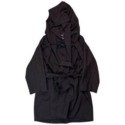 Ann Demeulemeester Belted Leather String Wool Coat - AW02
