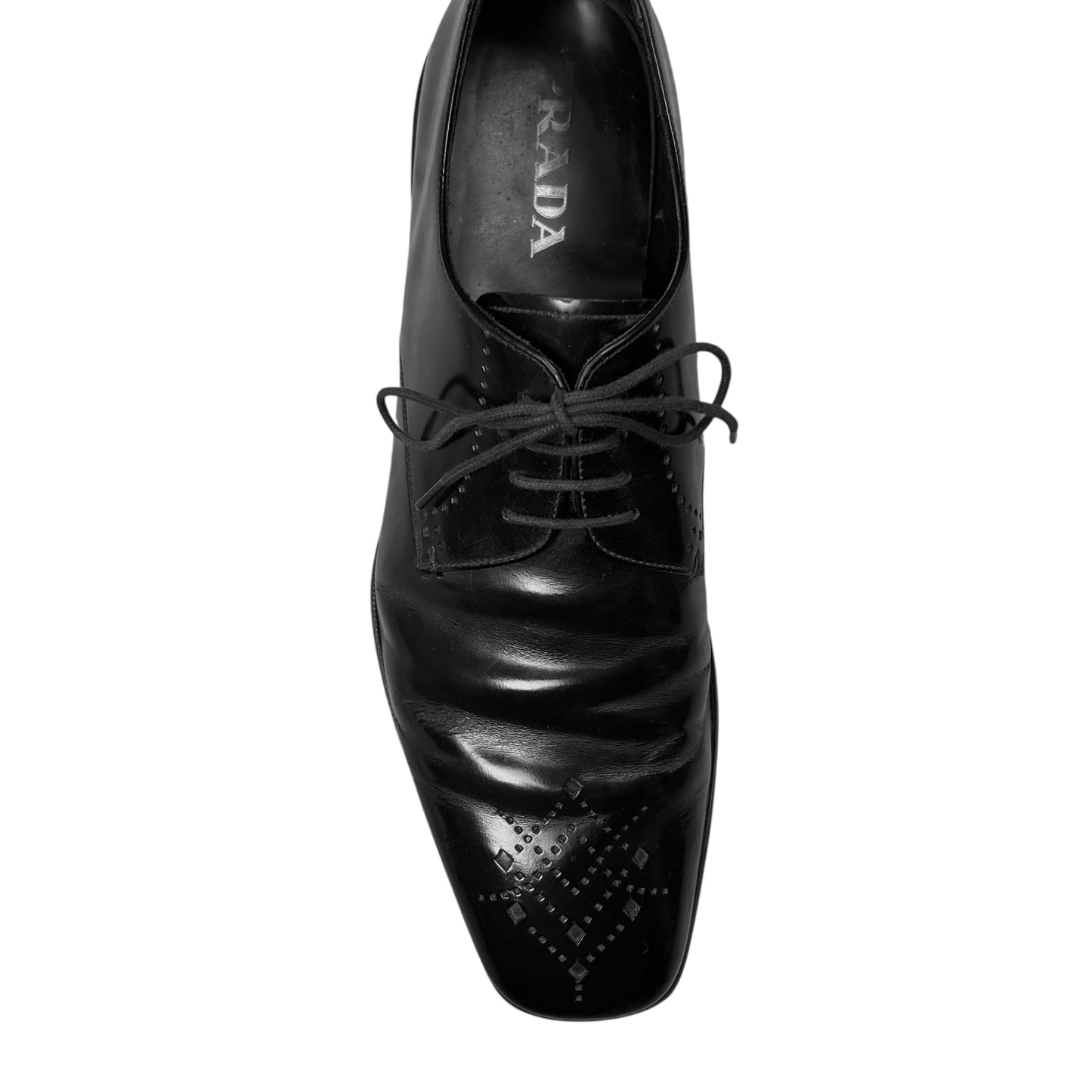 Prada Perforated Square Toe Derbies