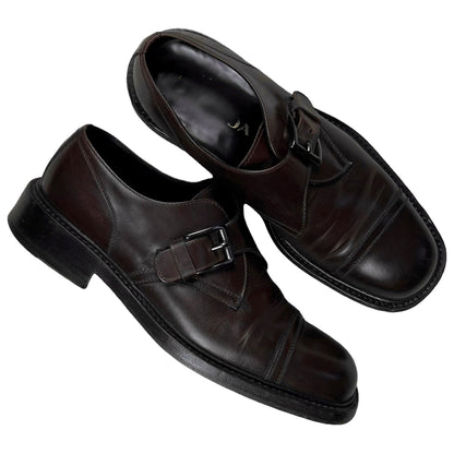 Prada Panelled Round Toe Monk Strap Derbies