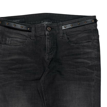 Gucci by Frida Giannini Flared Stud Leather Stap Jeans - AW13