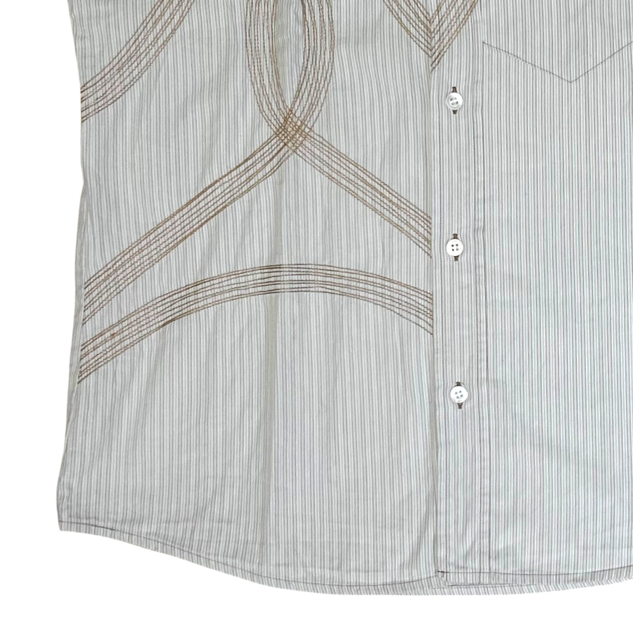 Dries Van Noten Embroidered Pocket Patch Stripe Shirt