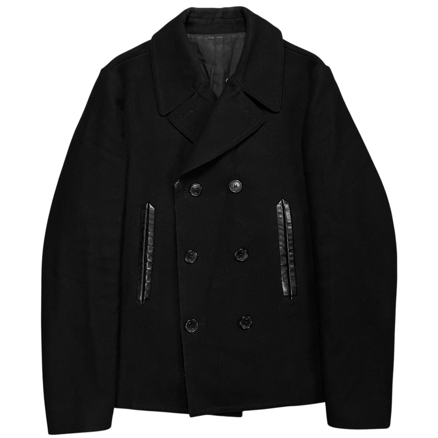 Balenciaga Leather Trimmed Caban Wool Jacket - AW15