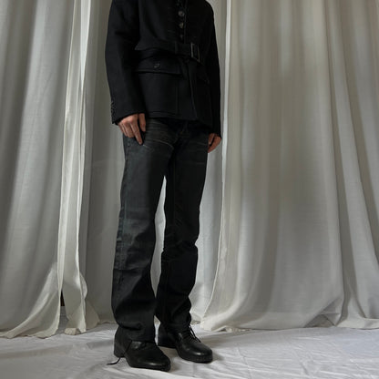 Dior Homme Dark Coated Whisker Straight Jeans - SS05
