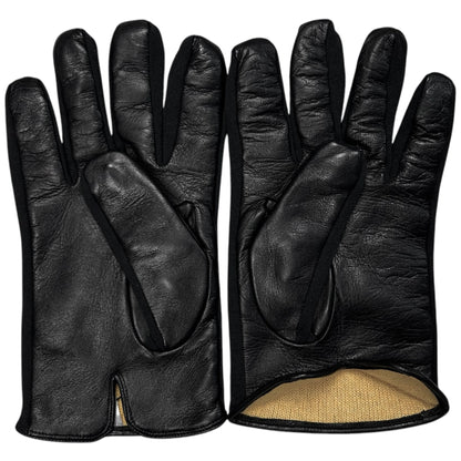 Dirk Bikkembergs Lycra Trimmed Logo Pin Leather Gloves