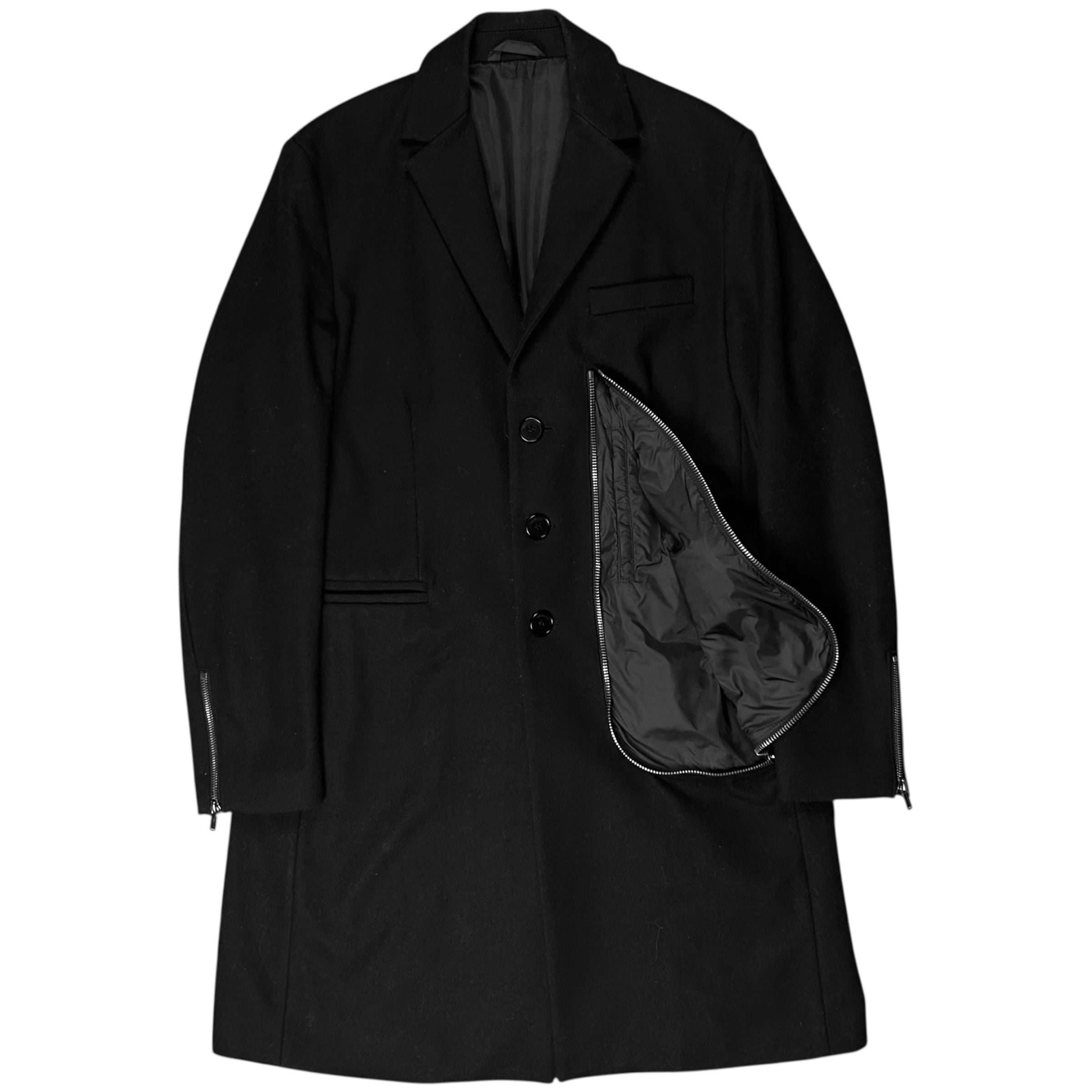 Dirk Bikkembergs L-Zip Wool Coat – Vertical Rags