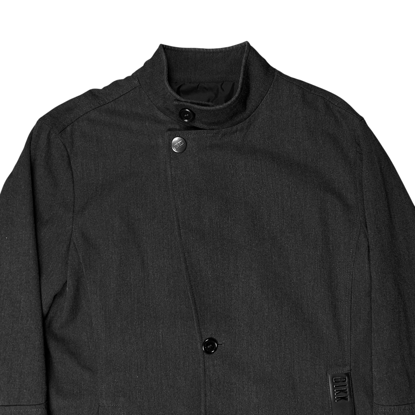 Dirk Bikkembergs Metal Leather Pocket Wool Coat