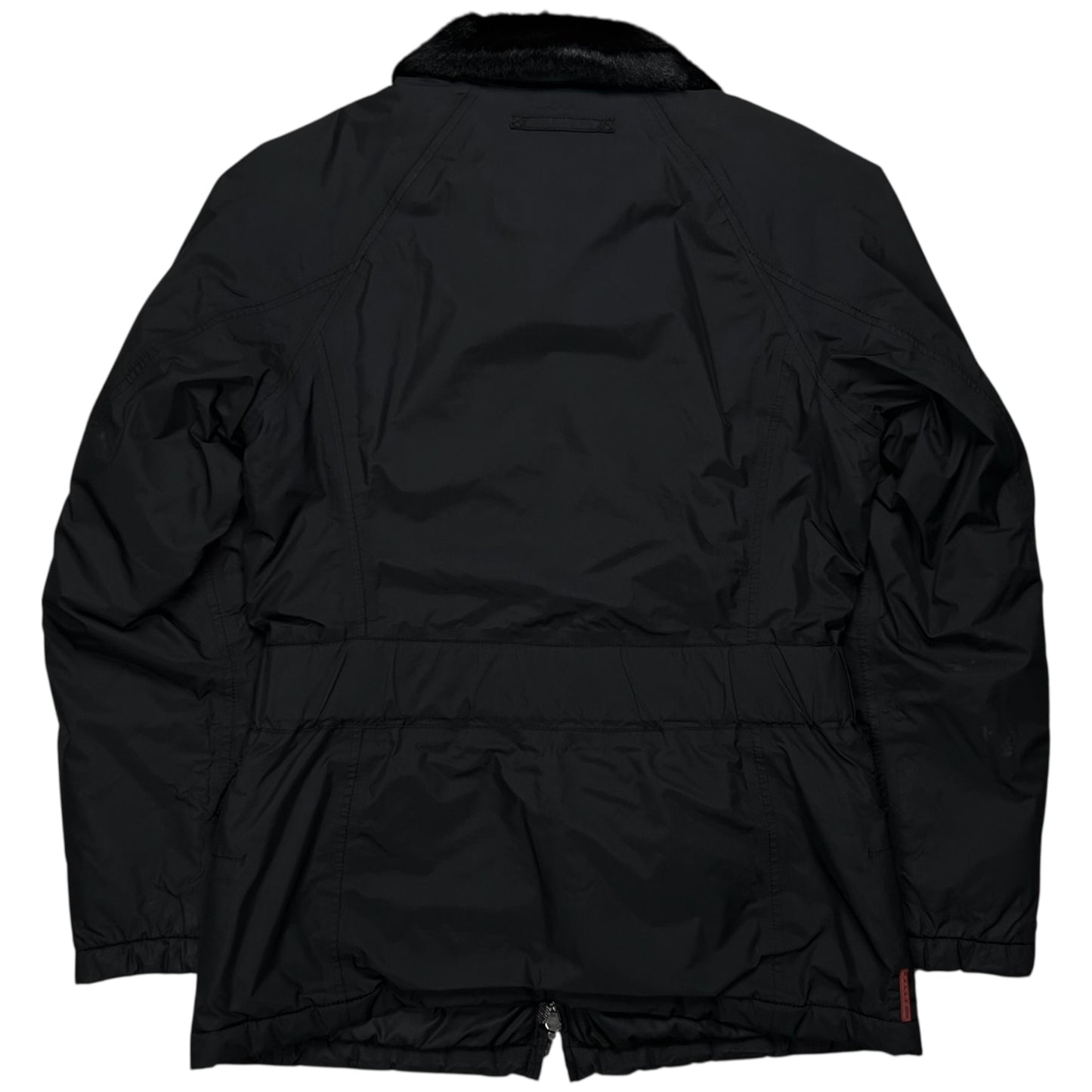 Prada Belted Goat Fur Collar Field Jacket