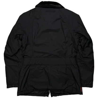 Prada Belted Goat Fur Collar Field Jacket