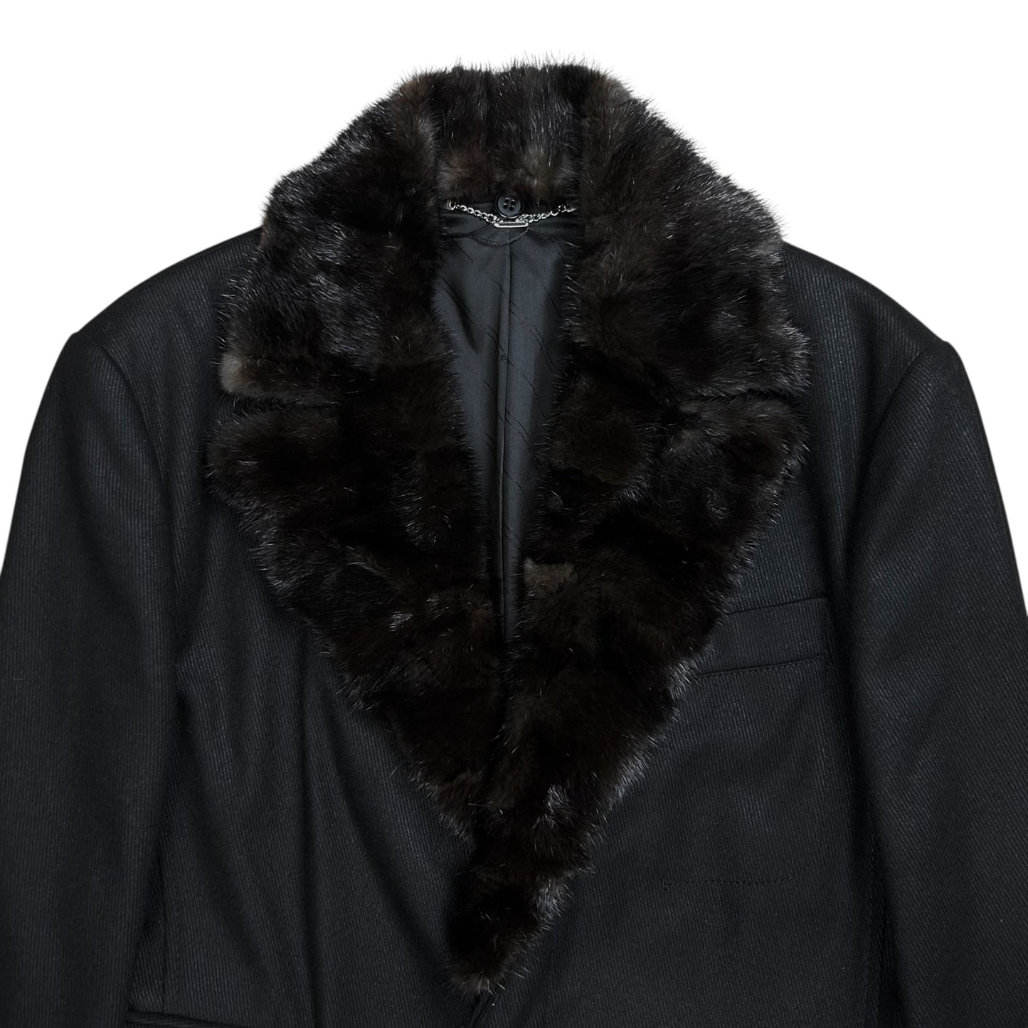 Dirk Bikkembergs Mink Fur Collar Wool Coat - AW08