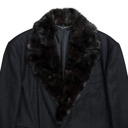 Dirk Bikkembergs Mink Fur Collar Wool Coat - AW08