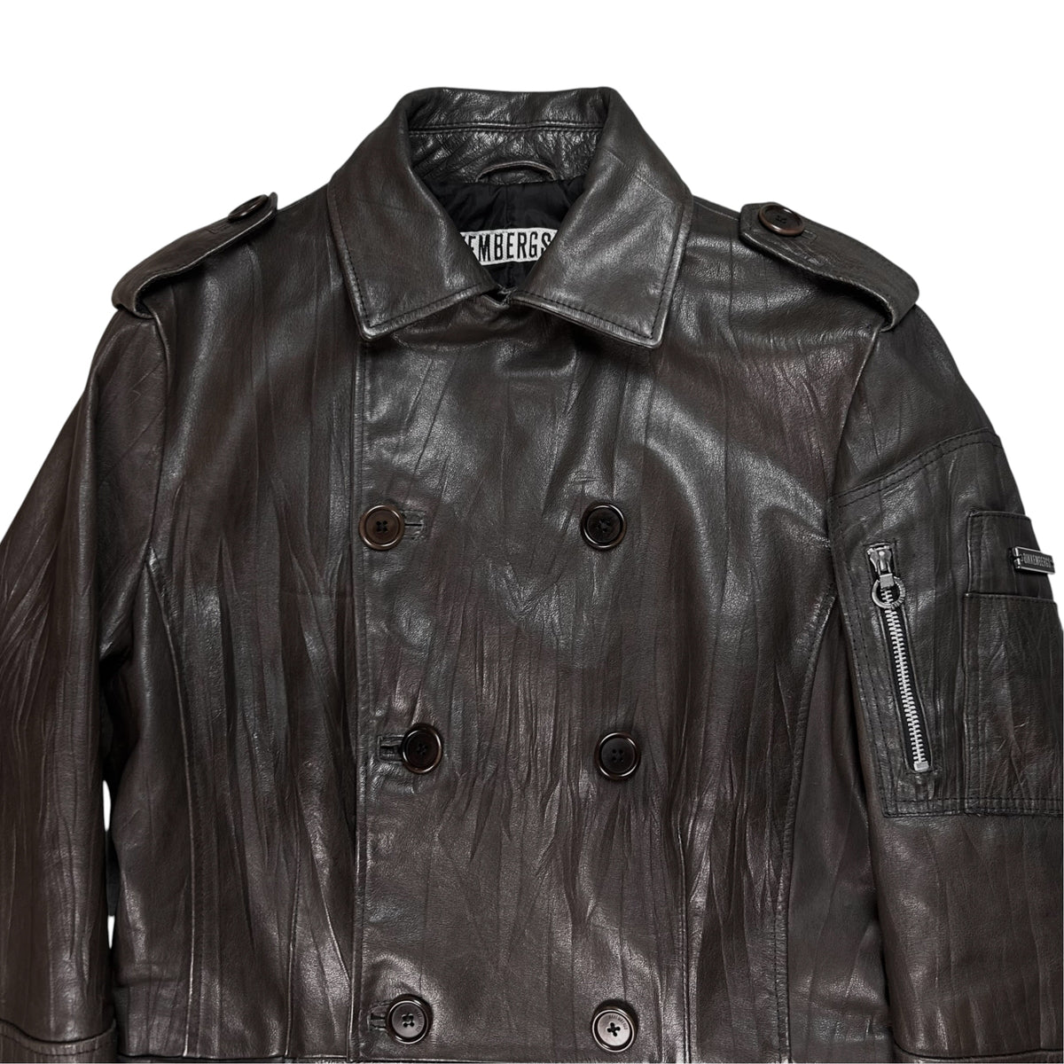 Dirk Bikkembergs Zip Military Leather Coat - AW06
