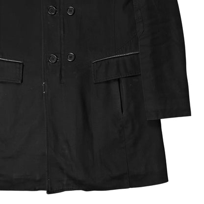 Dirk Bikkembergs Multi Button Double Leather Collar Car Coat - AW09