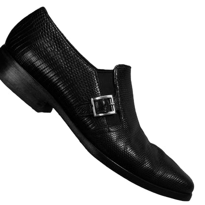 Prada Buckle Strap Snakeskin Loafers