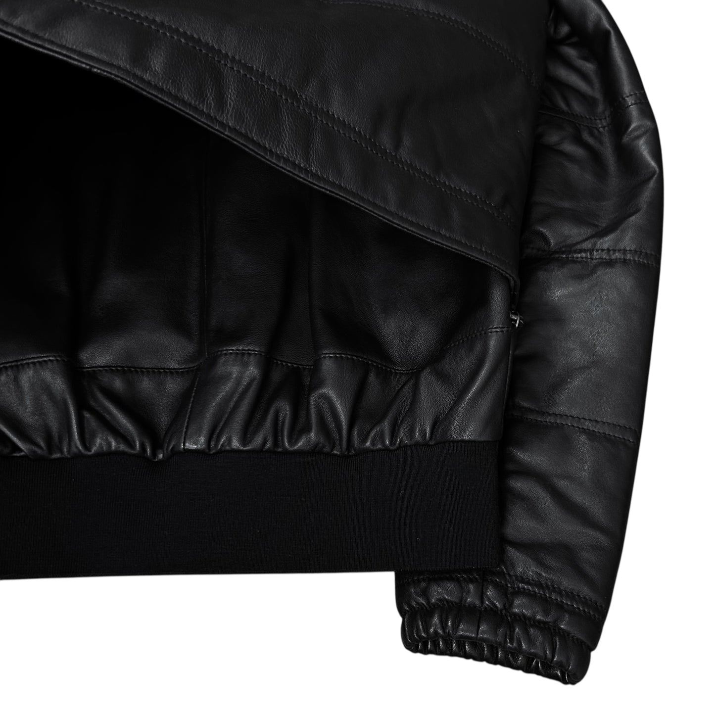 Dirk Bikkembergs Double Layered Zip Bomber Leather Jacket