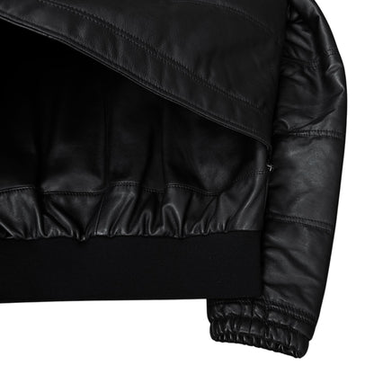 Dirk Bikkembergs Double Layered Zip Bomber Leather Jacket