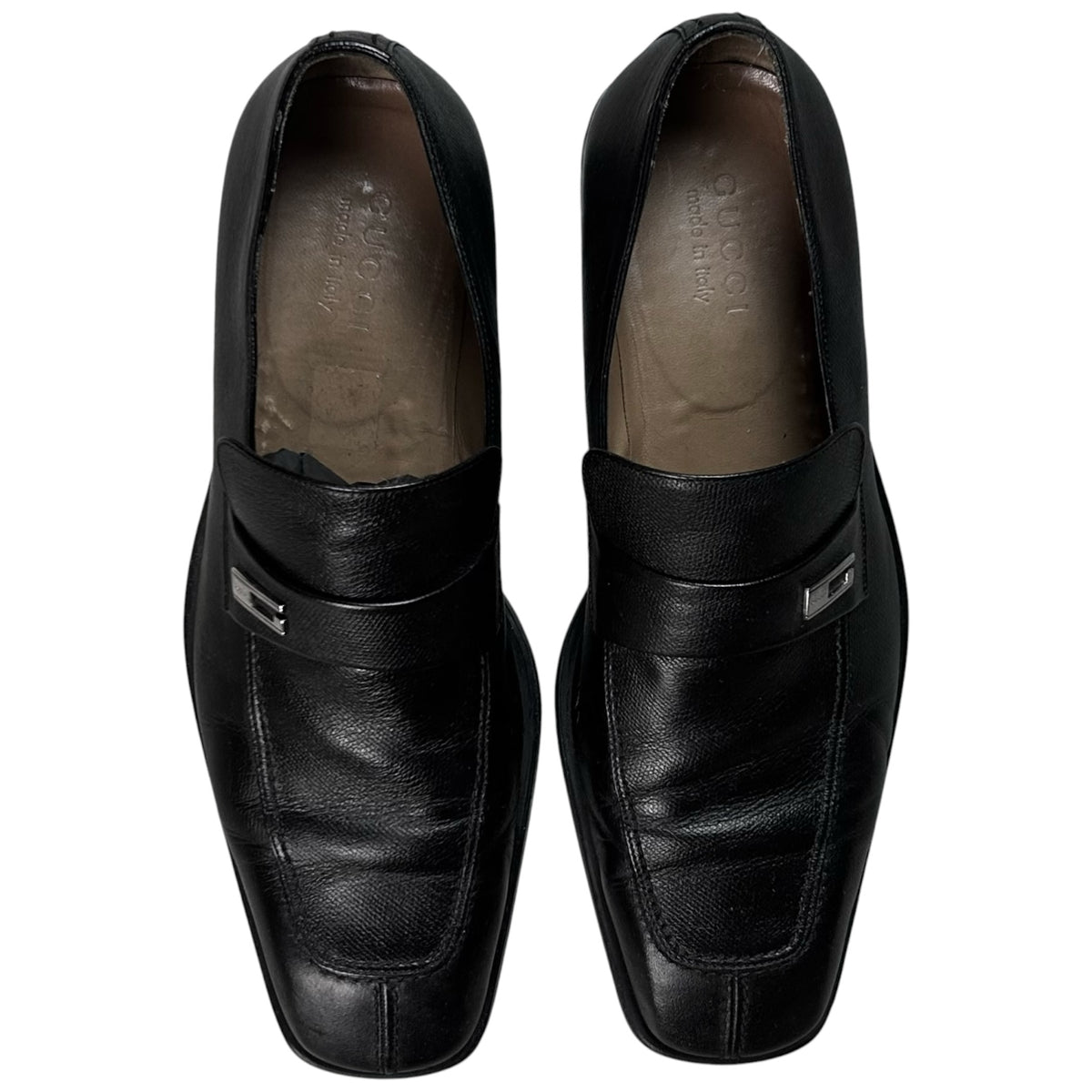 Gucci by Tom Ford G-Logo Metal Pin Saffiano Loafers - 90s