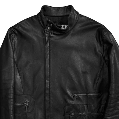 Dirk Bikkembergs Multi Back Zip Vegan Leather Bomber Jacket