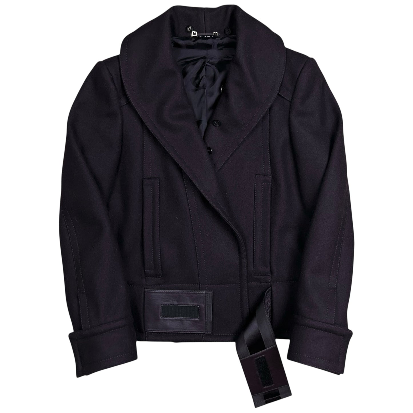 Gucci by Tom Ford Asymmetric Velcro Belted Cashmere Jacket - AW04
