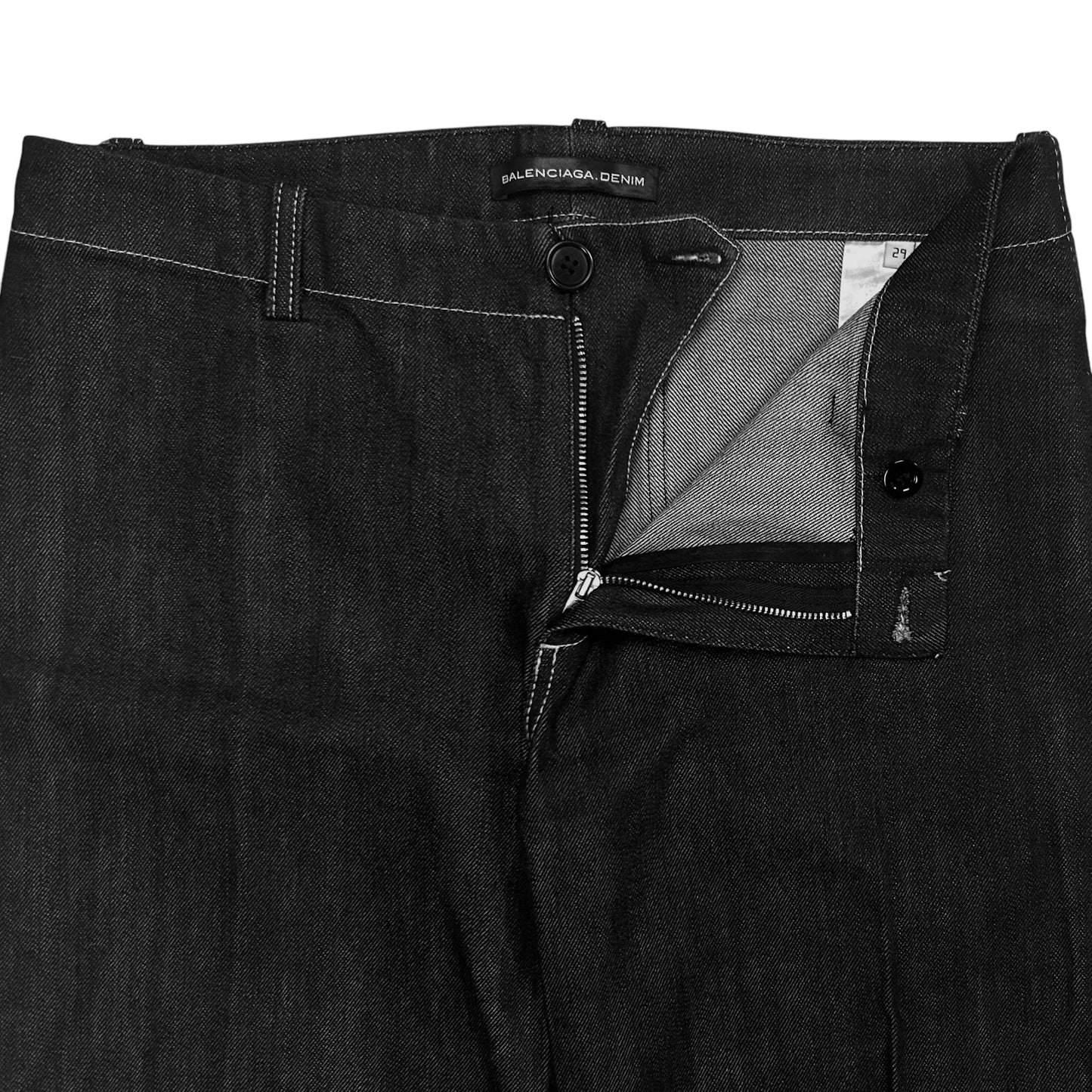 Balenciaga Flared Embellishment Raw Denim Pants - AW08