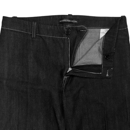 Balenciaga Flared Embellishment Raw Denim Pants - AW08
