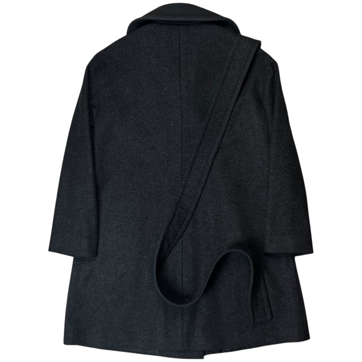 Jil Sander Belted Dual Fabric Wide Lapel Wool Coat