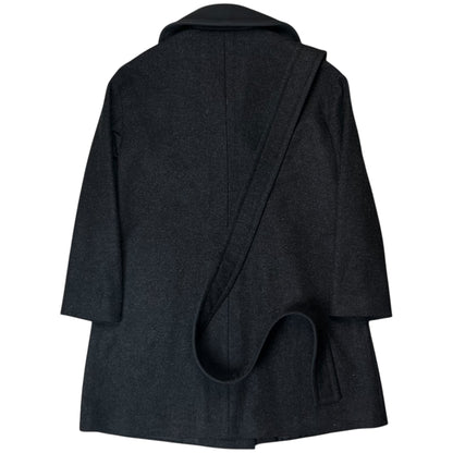 Jil Sander Belted Dual Fabric Wide Lapel Wool Coat