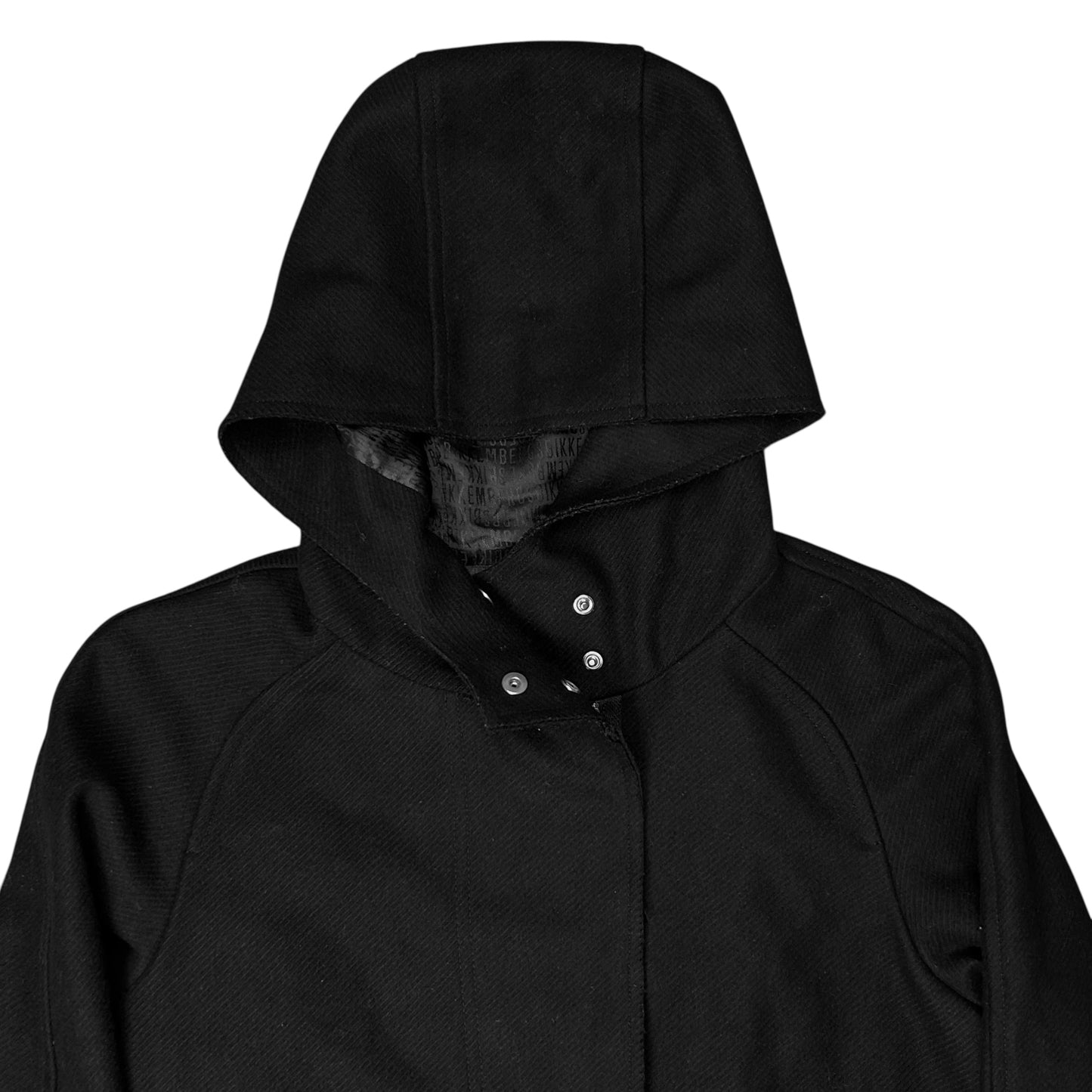 Dirk Bikkembergs Hooded Leather Hem Wool Parka