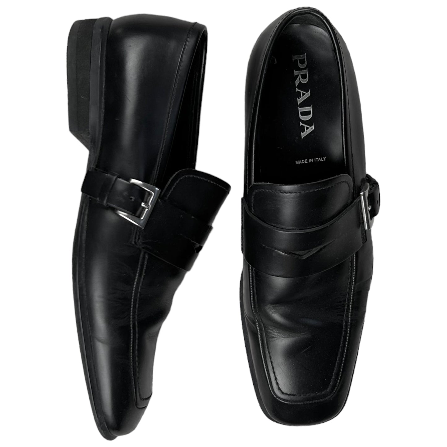 Prada Side Strap Penny Loafers