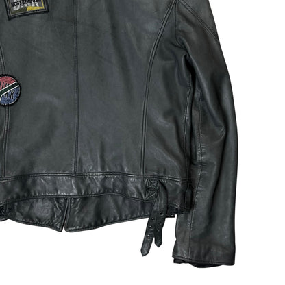 Dirk Bikkembergs Punk Patch Perfecto Sheep Leather Jacket