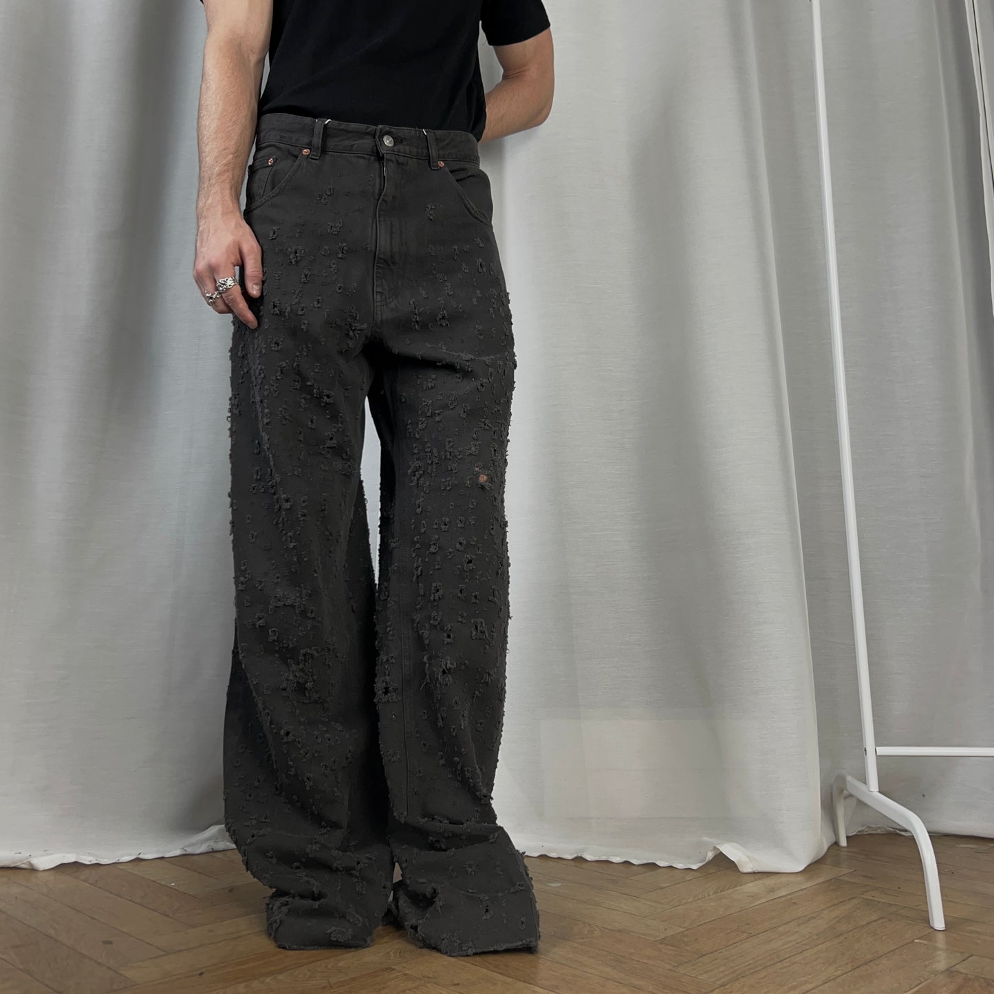 MM6 Maison Margiela Wide Shredded Jeans - SS23