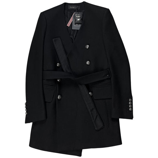 Balmain x H&M Collarless Belted Military Coat - AW15