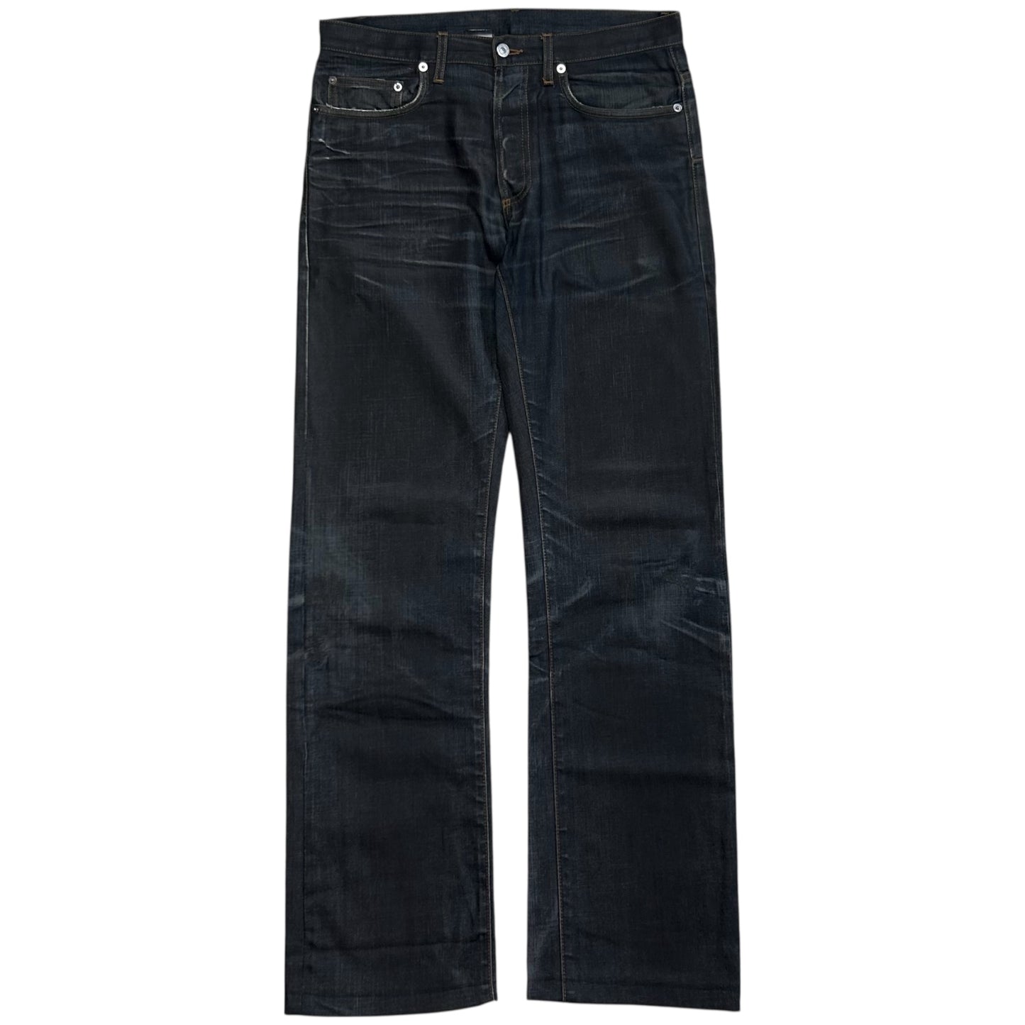 Dior Homme Dark Coated Whisker Straight Jeans - SS05