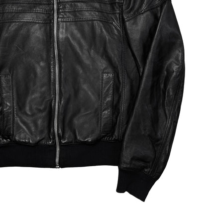 Dior Homme Ridged Moto Bomber Leather Jacket - AW08