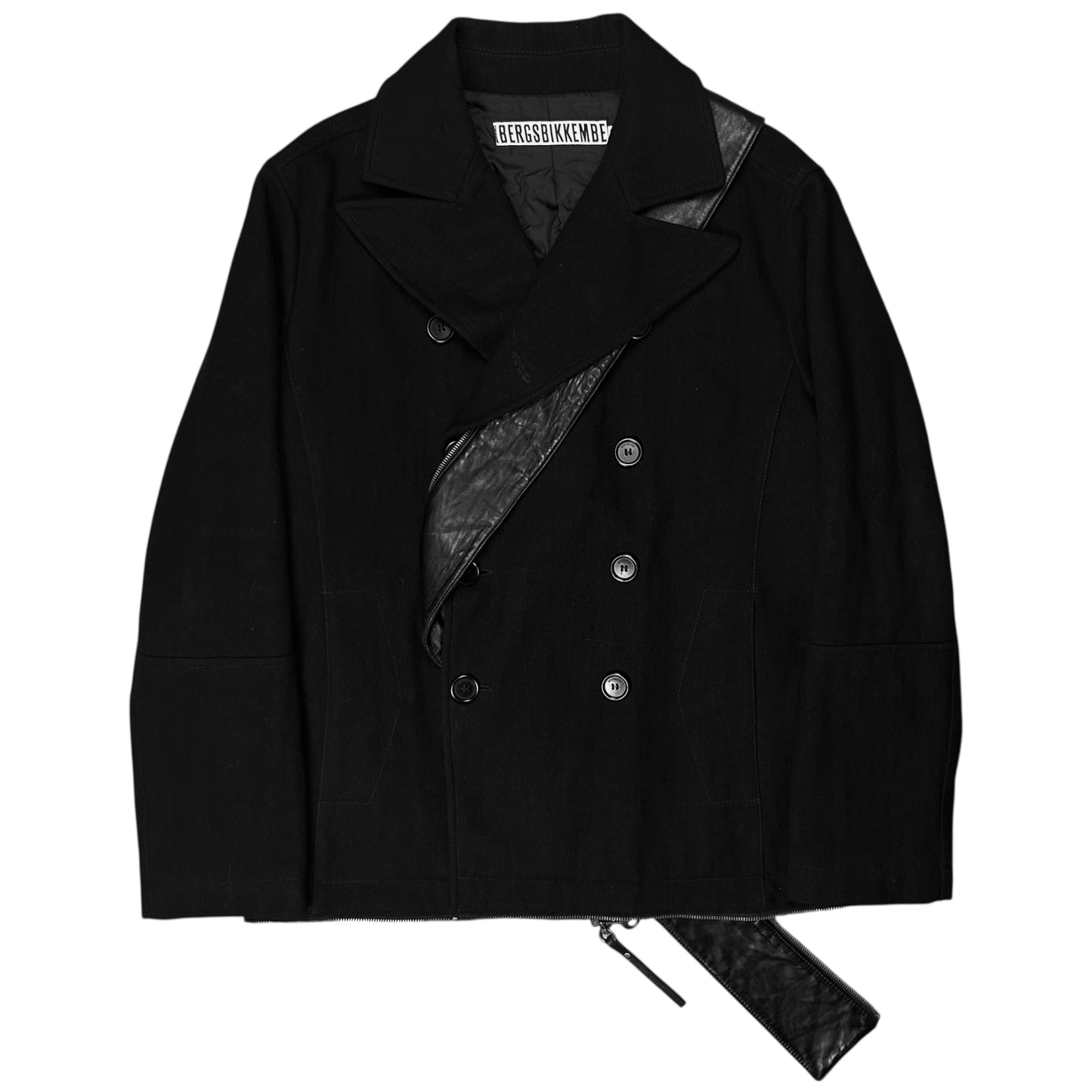Dirk Bikkembergs Zip Leather Hem Peacoat - AW06
